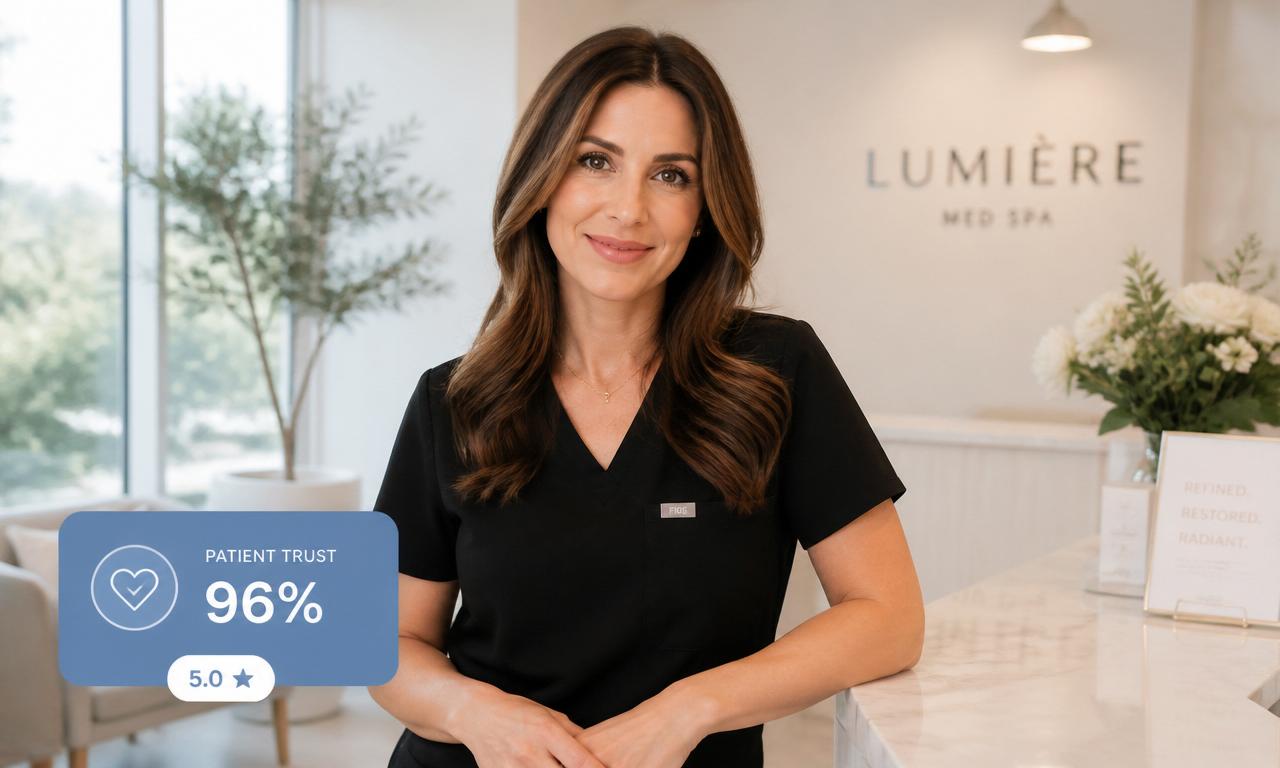 Wellness clinician in a bright clinic — 96% patient trust score
